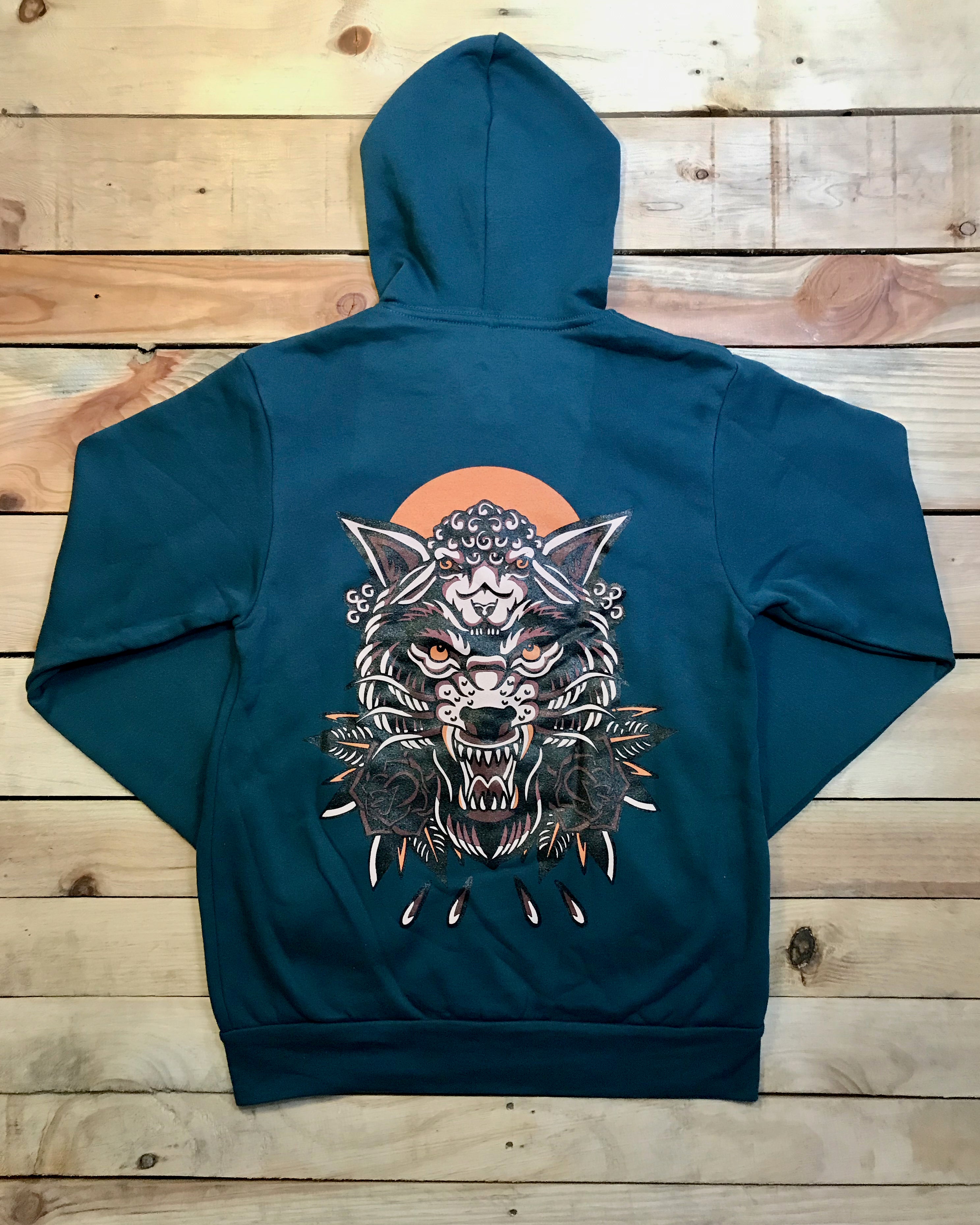 Wolf zip up hoodie hot sale